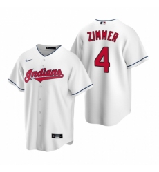 Mens Nike Cleveland Indians 4 Bradley Zimmer White Home Stitched Baseball Jersey