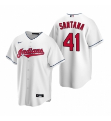 Mens Nike Cleveland Indians 41 Carlos Santana White Home Stitched Baseball Jerse