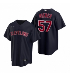 Mens Nike Cleveland Indians 57 Shane Bieber Navy Alternate Stitched Baseball Jersey