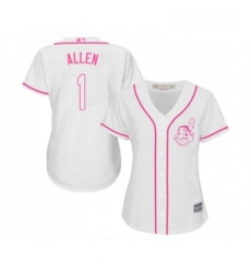 Womens Cleveland Indians 1 Greg Allen Replica White Fashion Cool Base Baseball Jersey 
