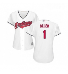 Womens Cleveland Indians 1 Greg Allen Replica White Home Cool Base Baseball Jersey 