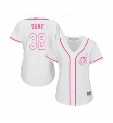 Womens Cleveland Indians 32 Zach Duke Replica White Fashion Cool Base Baseball Jersey 