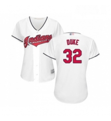 Womens Cleveland Indians 32 Zach Duke Replica White Home Cool Base Baseball Jersey 
