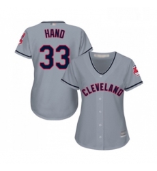 Womens Cleveland Indians 33 Brad Hand Replica Grey Road Cool Base Baseball Jersey 