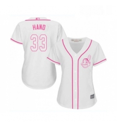 Womens Cleveland Indians 33 Brad Hand Replica White Fashion Cool Base Baseball Jersey 