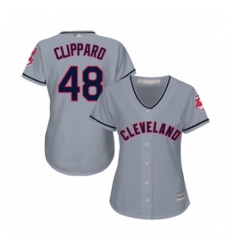 Womens Cleveland Indians 48 Tyler Clippard Replica Grey Road Cool Base Baseball Jersey 
