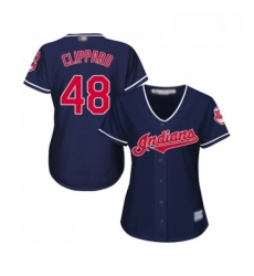 Womens Cleveland Indians 48 Tyler Clippard Replica Navy Blue Alternate 1 Cool Base Baseball Jersey 