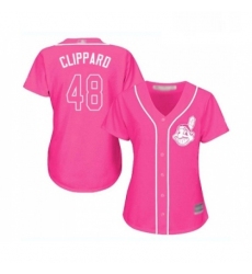 Womens Cleveland Indians 48 Tyler Clippard Replica Pink Fashion Cool Base Baseball Jersey 