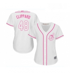 Womens Cleveland Indians 48 Tyler Clippard Replica White Fashion Cool Base Baseball Jersey 