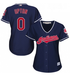 Womens Majestic Cleveland Indians 0 BJ Upton Authentic Navy Blue Alternate 1 Cool Base MLB Jersey 