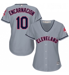 Womens Majestic Cleveland Indians 10 Edwin Encarnacion Authentic Grey Road Cool Base MLB Jersey