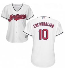 Womens Majestic Cleveland Indians 10 Edwin Encarnacion Authentic White Home Cool Base MLB Jersey