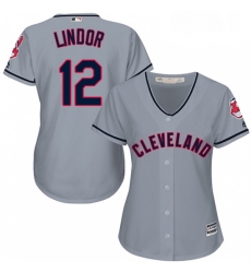 Womens Majestic Cleveland Indians 12 Francisco Lindor Authentic Grey Road Cool Base MLB Jersey