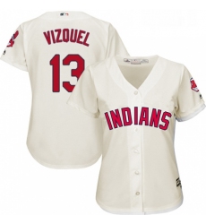Womens Majestic Cleveland Indians 13 Omar Vizquel Authentic Cream Alternate 2 Cool Base MLB Jersey 