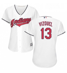 Womens Majestic Cleveland Indians 13 Omar Vizquel Authentic White Home Cool Base MLB Jersey 
