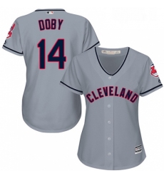 Womens Majestic Cleveland Indians 14 Larry Doby Authentic Grey Road Cool Base MLB Jersey