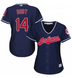 Womens Majestic Cleveland Indians 14 Larry Doby Replica Navy Blue Alternate 1 Cool Base MLB Jersey