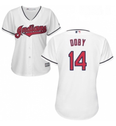 Womens Majestic Cleveland Indians 14 Larry Doby Replica White Home Cool Base MLB Jersey