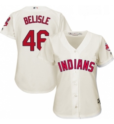 Womens Majestic Cleveland Indians 46 Matt Belisle Replica Cream Alternate 2 Cool Base MLB Jersey 