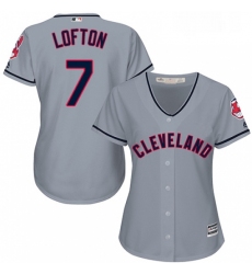Womens Majestic Cleveland Indians 7 Kenny Lofton Authentic Grey Road Cool Base MLB Jersey