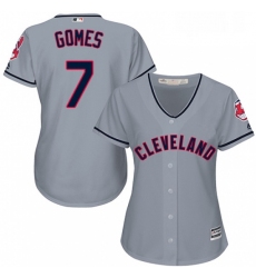 Womens Majestic Cleveland Indians 7 Yan Gomes Authentic Grey Road Cool Base MLB Jersey