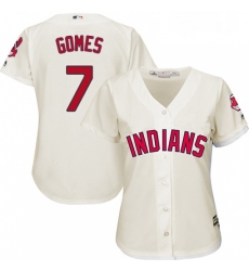 Womens Majestic Cleveland Indians 7 Yan Gomes Replica Cream Alternate 2 Cool Base MLB Jersey