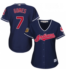 Womens Majestic Cleveland Indians 7 Yan Gomes Replica Navy Blue Alternate 1 Cool Base MLB Jersey