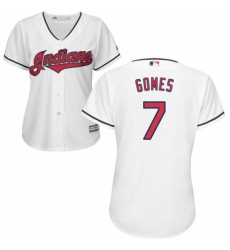 Womens Majestic Cleveland Indians 7 Yan Gomes Replica White Home Cool Base MLB Jersey