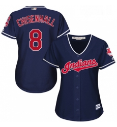 Womens Majestic Cleveland Indians 8 Lonnie Chisenhall Authentic Navy Blue Alternate 1 Cool Base MLB Jersey