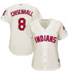 Womens Majestic Cleveland Indians 8 Lonnie Chisenhall Replica Cream Alternate 2 Cool Base MLB Jersey