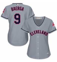 Womens Majestic Cleveland Indians 9 Carlos Baerga Replica Grey Road Cool Base MLB Jersey 