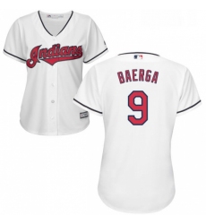 Womens Majestic Cleveland Indians 9 Carlos Baerga Replica White Home Cool Base MLB Jersey 