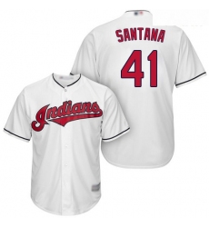 Indians #41 Carlos Santana White Home Stitched Youth Baseball Jersey