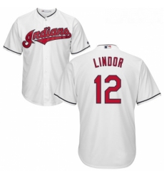 Youth Majestic Cleveland Indians 12 Francisco Lindor Authentic White Home Cool Base MLB Jersey
