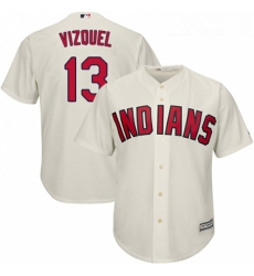 Youth Majestic Cleveland Indians 13 Omar Vizquel Authentic Cream Alternate 2 Cool Base MLB Jersey 