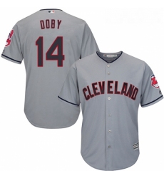 Youth Majestic Cleveland Indians 14 Larry Doby Authentic Grey Road Cool Base MLB Jersey
