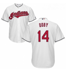 Youth Majestic Cleveland Indians 14 Larry Doby Replica White Home Cool Base MLB Jersey