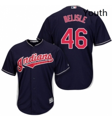Youth Majestic Cleveland Indians 46 Matt Belisle Authentic Navy Blue Alternate 1 Cool Base MLB Jersey 