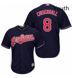 Youth Majestic Cleveland Indians 8 Lonnie Chisenhall Authentic Navy Blue Alternate 1 Cool Base MLB Jersey