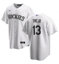 Men Colorado Rockies 13 Alan Trejo White Stitched Baseball Jersey