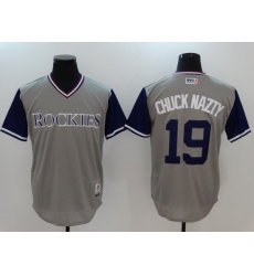 Men Colorado Rockies 19 Chuck nazty Gray Game Legend Edition MLB Jersey