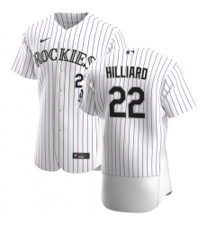 Men Colorado Rockies 22 Sam Hilliard Men Nike White Home 2020 Flex Base Player MLB Jersey