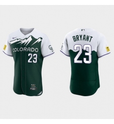 Men Colorado Rockies 23 Kris Bryant 2022 Green City Connect Flex Base Stitched Jerseys