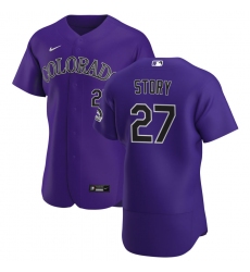 Men Colorado Rockies 27 Trevor Story Men Nike Purple Alternate 2020 Flex Base Player MLB Jersey