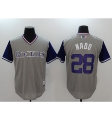 Men Colorado Rockies 28 Nado Gray Game Legend Edition MLB Jersey