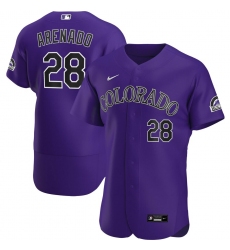 Men Colorado Rockies 28 Nolan Arenado Men Nike Purple Alternate 2020 Flex Base Player MLB Jersey