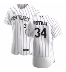 Men Colorado Rockies 34 Jeff Hoffman Men Nike White Home 2020 Flex Base Player MLB Jersey