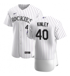 Men Colorado Rockies 40 Tyler Kinley Men Nike White Home 2020 Flex Base Player MLB Jersey