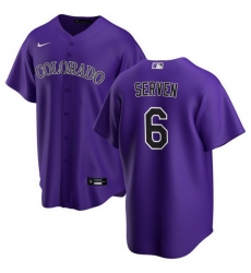 Men Colorado Rockies 6 Brian Serven Purple Stitched Baseball Jersey