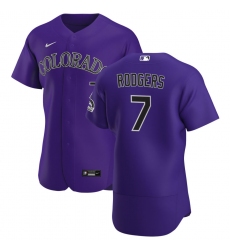 Men Colorado Rockies 7 Brendan Rodgers Men Nike Purple Alternate 2020 Flex Base Player MLB Jersey